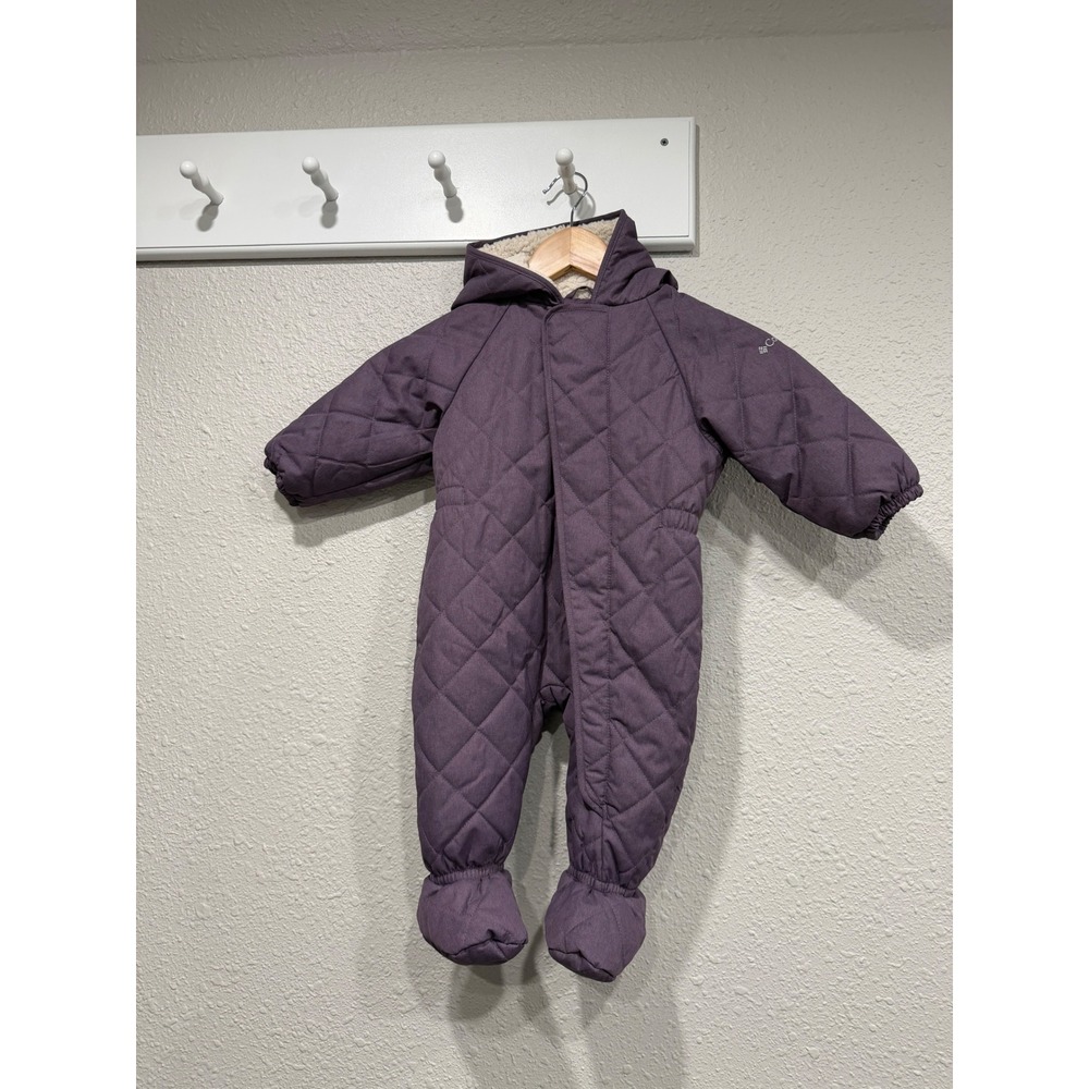 NWOT Columbia Meet Cute Infant 6-12M Purple Quilted Bunting Snowsuit Sherpa Hood